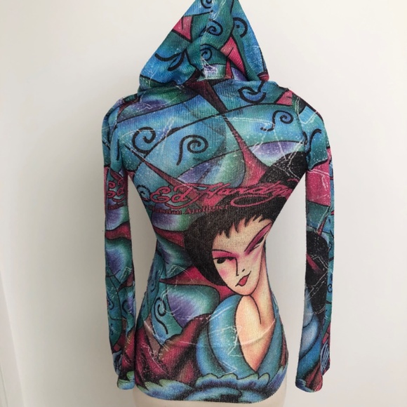 Y2K Ed Hardy knit hoodie - Picture 2 of 4